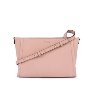 TOUS Floriana Crossbody Bag Light Pink Pebbled Leather Handbag with Zip Closure